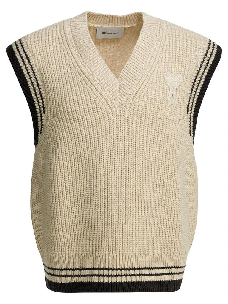 AMI AMI Ami De Coeur V-Neck Knitted Top