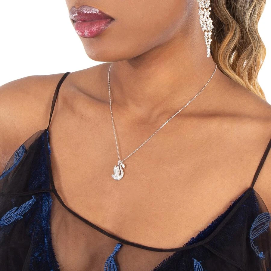 Swarovski Swan Pendant Necklace in White 2
