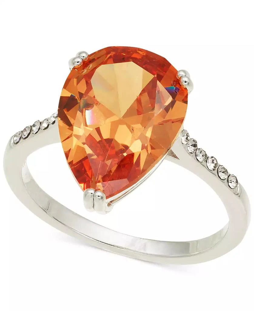 Charter Club Silver-Tone Cubic Zirconia & Crystal Pear Ring, Created for Macy's 1