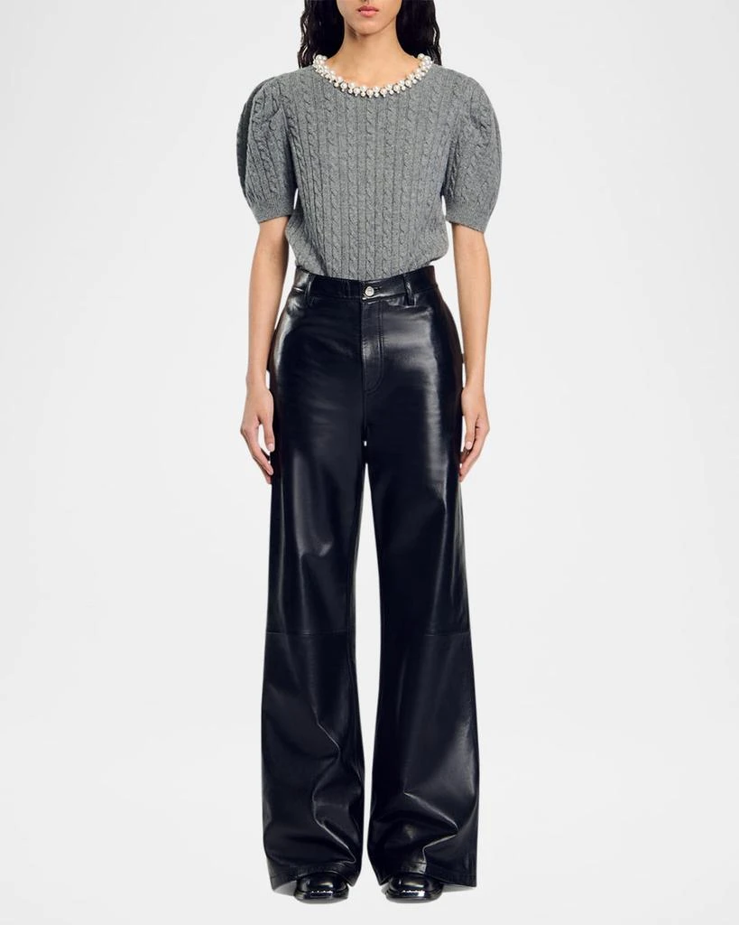 Sandro Madie Embellished Cable-Knit Sweater 2
