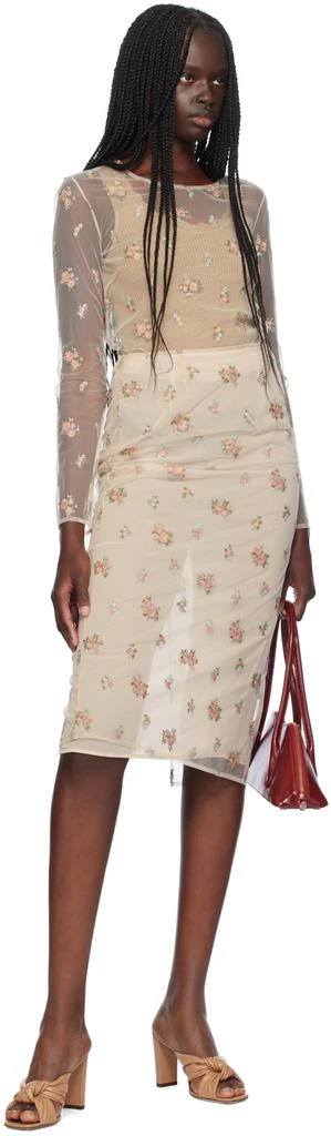 BLUMARINE Beige Sheer Floral Blouse 5