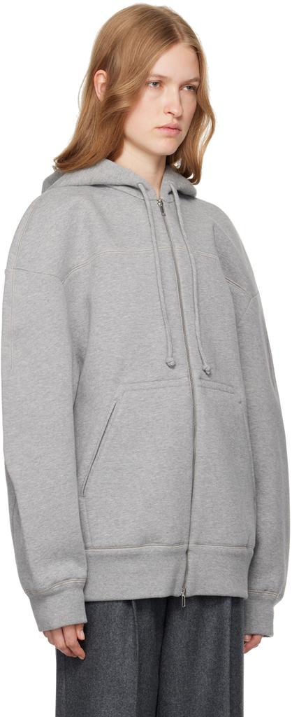 Carven Gray Bonded Jersey Hoodie