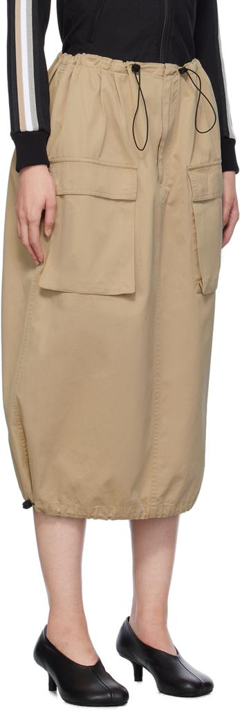 MM6 Maison Margiela Beige Drawstring Midi Skirt