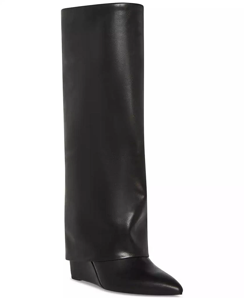 Madden Girl Evander Wide-Calf Fold-Over Cuffed Knee High Wedge Dress Boots 1