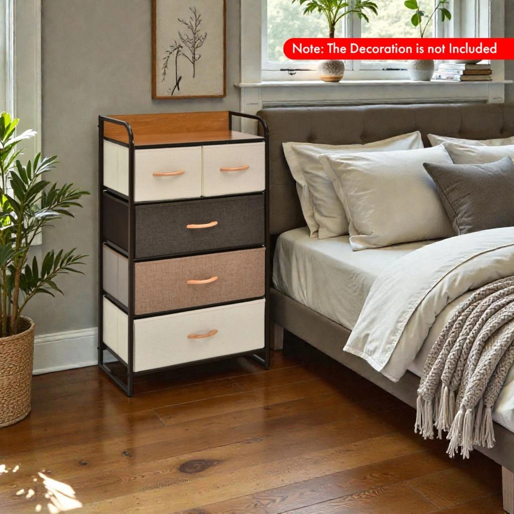 Hivvago Multi-Tier Organizer Tower with Wooden Top and Sturdy Metal Structure 2