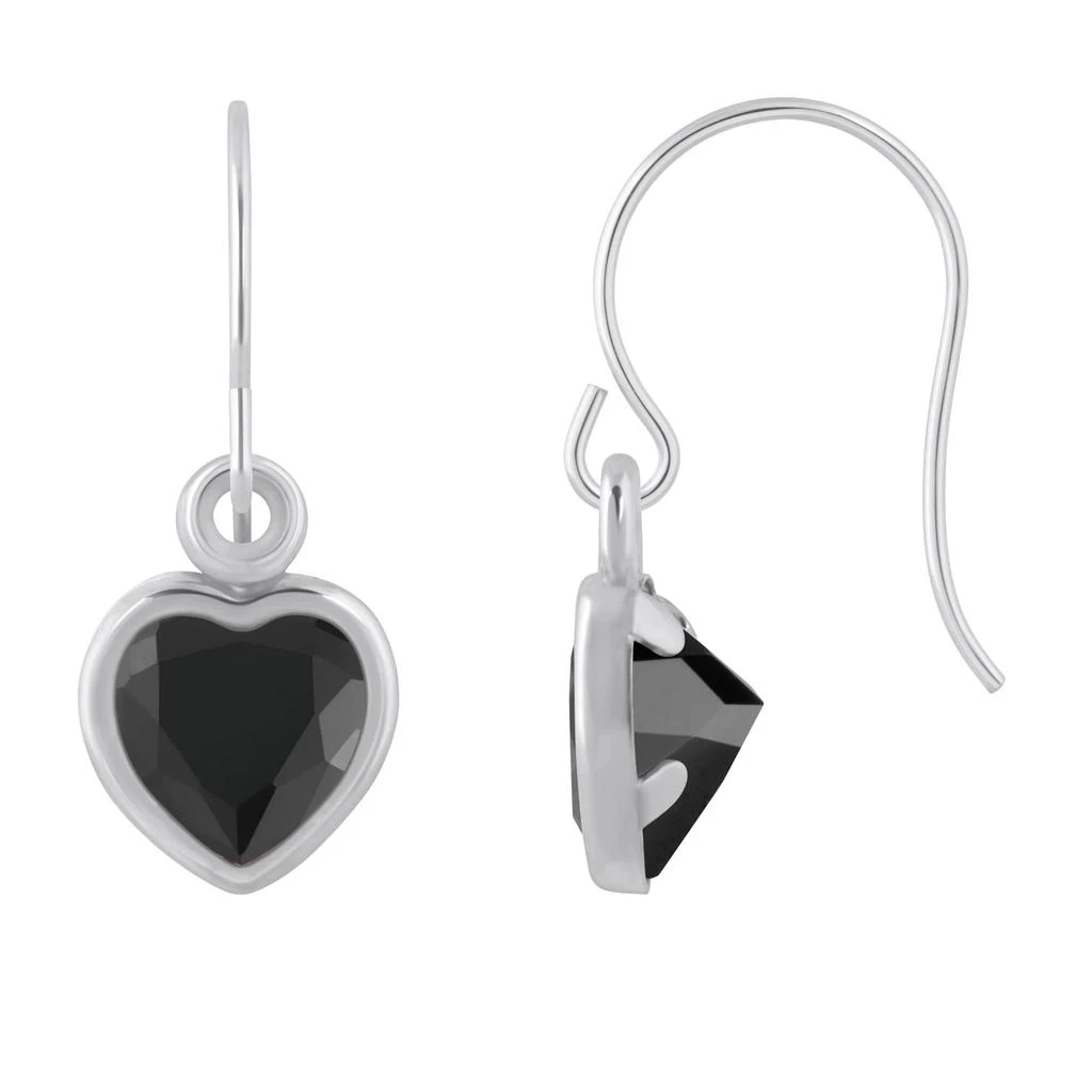Glistening Jewels 10K Gold 5mm Heart Shape Black Onyx Drop Earrings
