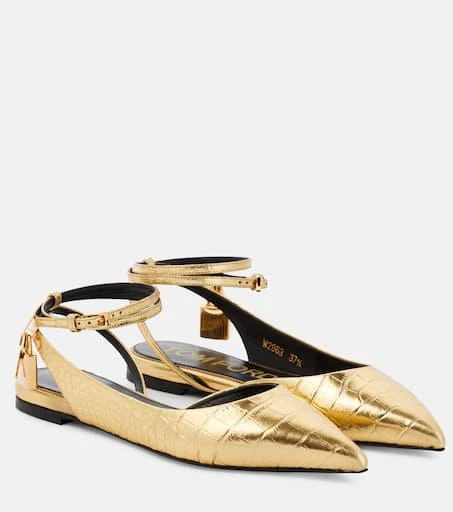Tom Ford Padlock croc-effect ballet flats 1