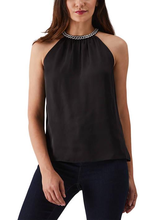 Rafaella Womens Embellished Sleeveless Halter Blouse