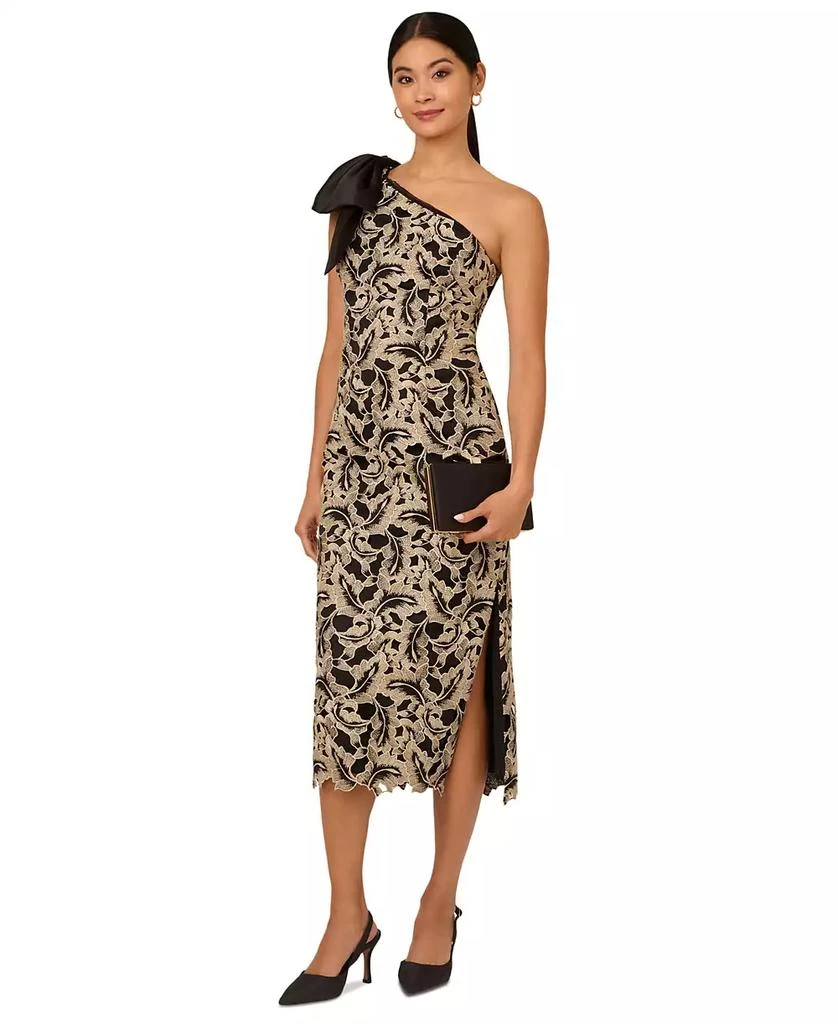 Adrianna Papell Women's Metallic Leaf Lace Sheath Dress 1
