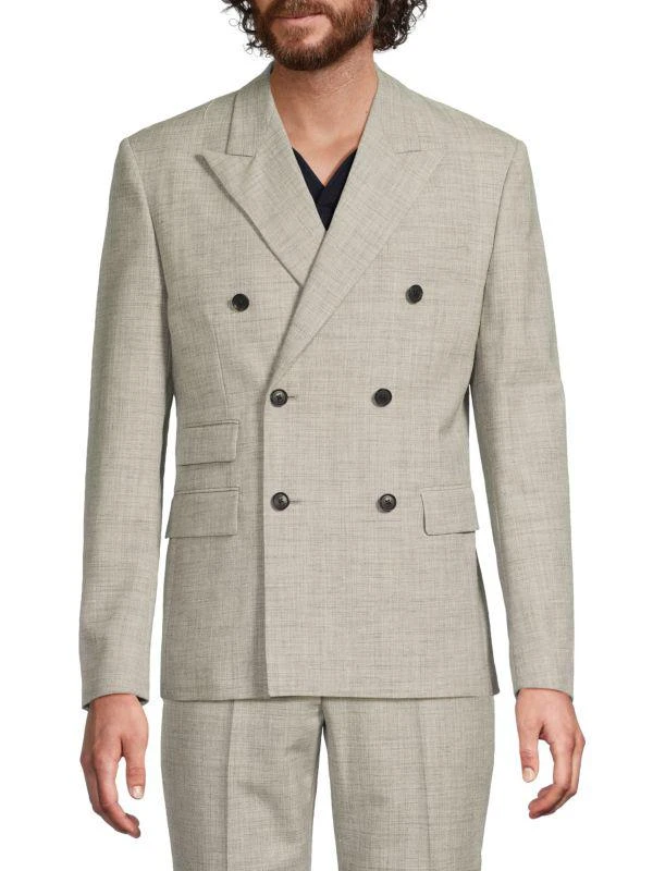 Versace Double-Breasted Mélange Wool-Blend Blazer 1