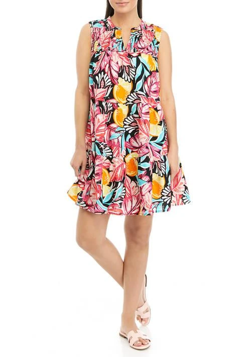 Crown & Ivy™ Ivy Petite Sleeveless Printed Smocked Peasant Dress 1