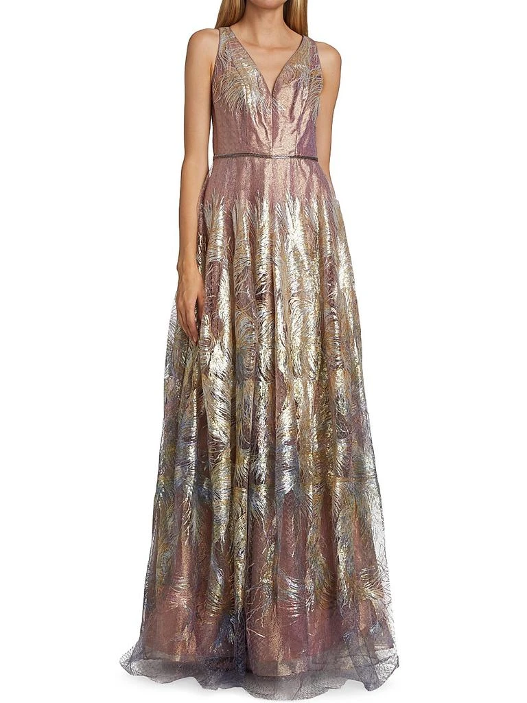 Rene Ruiz Collection Feather Jacquard Fit-&-Flare Gown 2