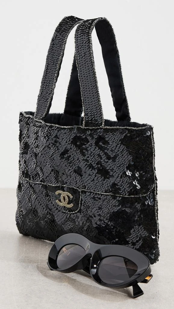 What Goes Around Comes Around Chanel Black Sequin Handbag 2