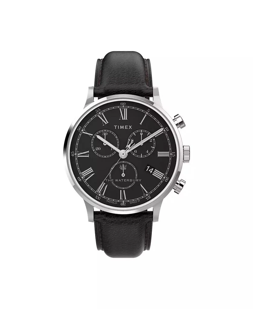 Timex Men's Waterbury Black Leather Strap Watch 40 mm 1