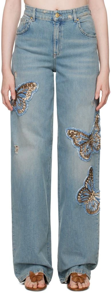 Blumarine Blue Embroidered Jeans 1