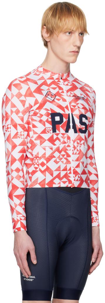 Pas Normal Studios Red & White 'PAS' Mechanism Pro Long Sleeve Jersey T-shirt