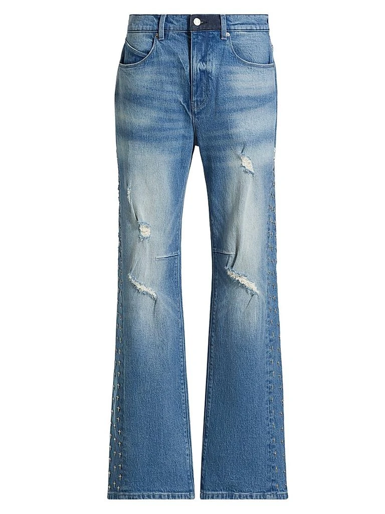 RTA Underworld Zed Bead-Embroidered Flared Jeans 1