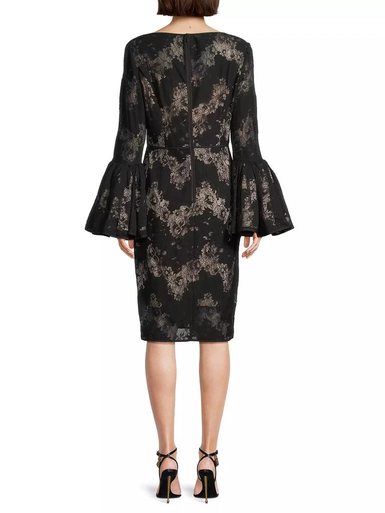 Shani Metallic Lace Bell-Sleeve Sheath Dress 5
