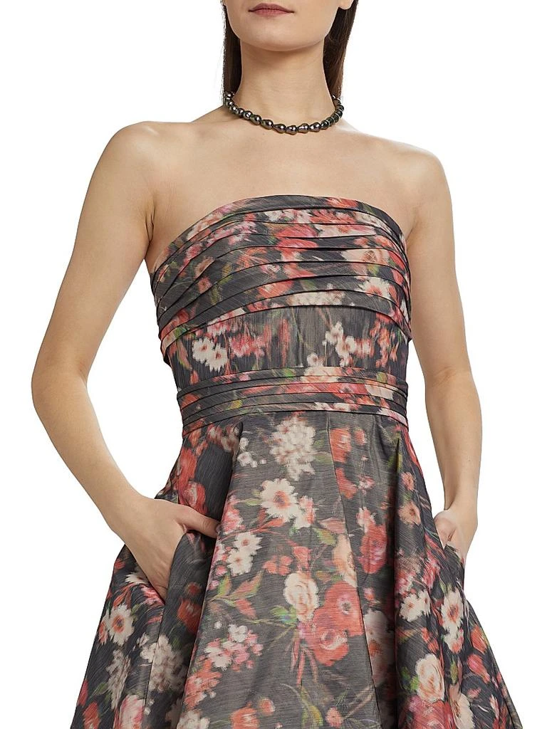 Pamella Roland Floral Taffeta Cocktail Dress 6
