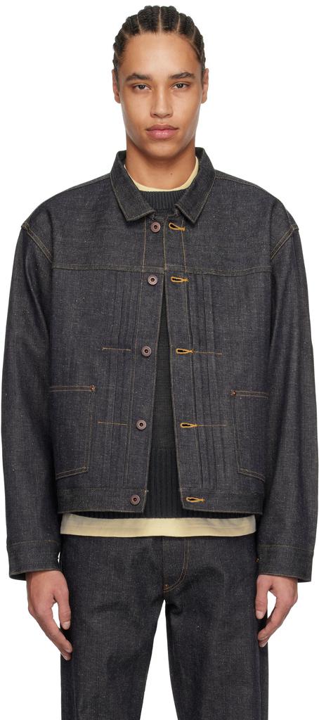 Taiga Takahashi Navy Lot. 714 Side Panel Denim Jacket - Jackets