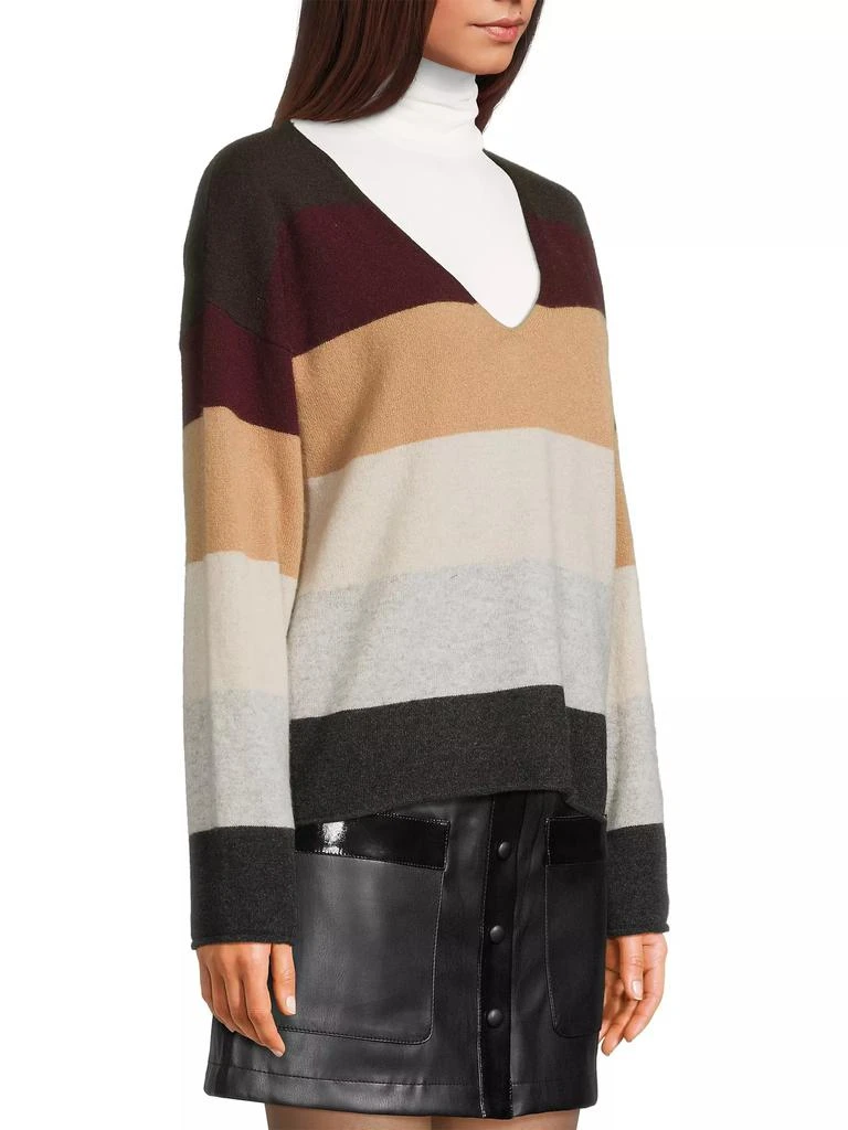 COLORUSH Rainbow Penny V Striped Cashmere Sweater 4