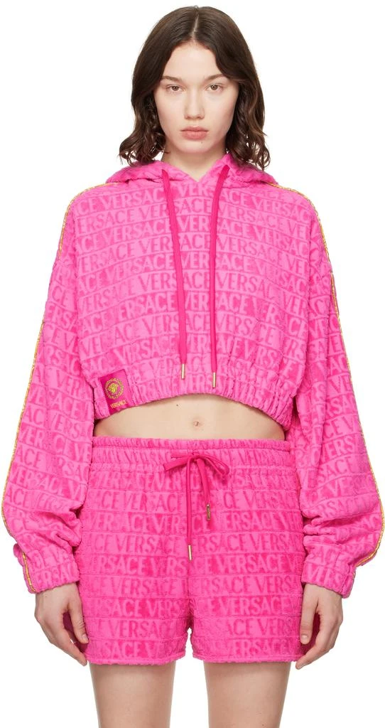 Versace Pink 
I Heart Baroque
 Crop Hoodie 1