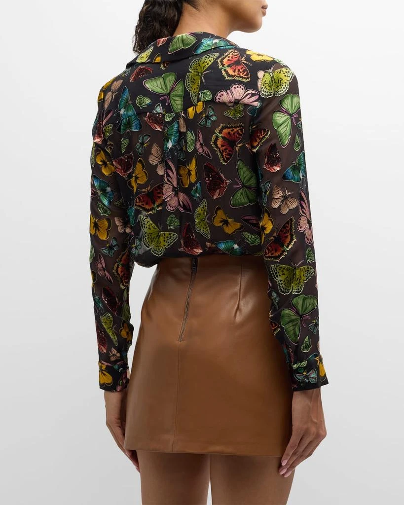 Alice + Olivia Eloise Butterfly-Print Button-Front Blouse 3