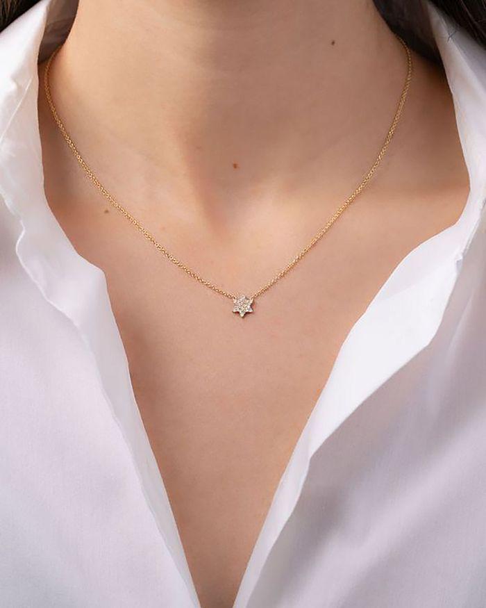 Zoe Lev 14K Yellow Gold Diamond Star of David Pendant Necklace, 16-18"
