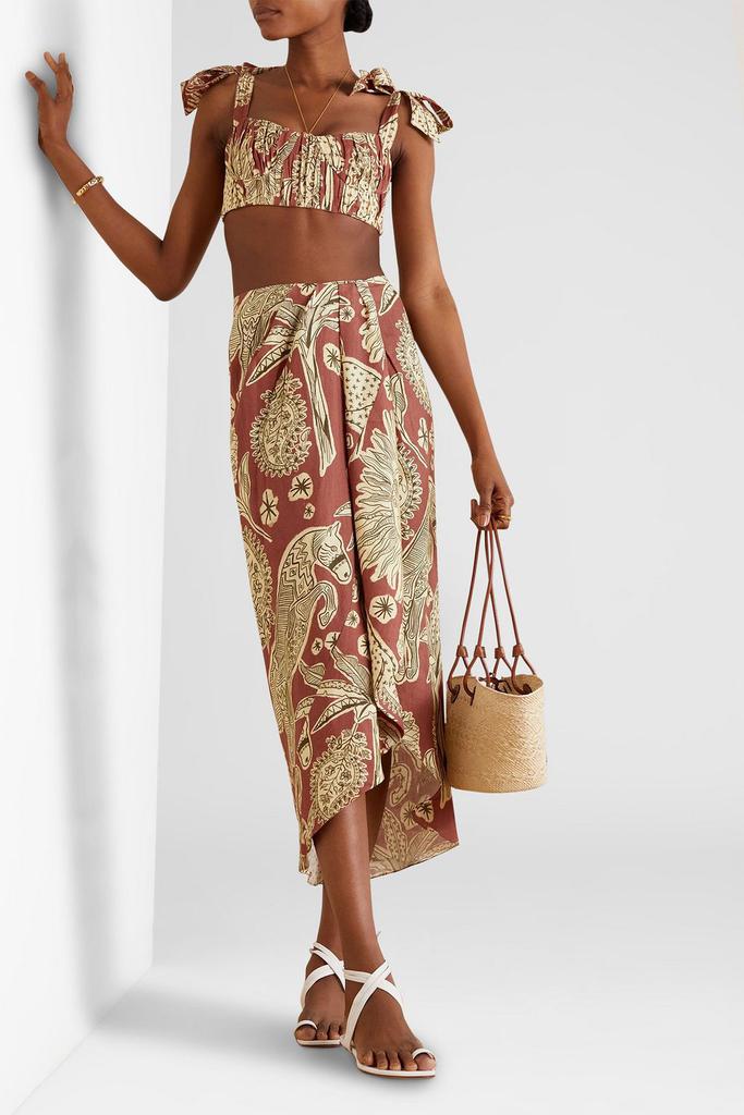 JOHANNA ORTIZ Sunset Riders printed linen bra top