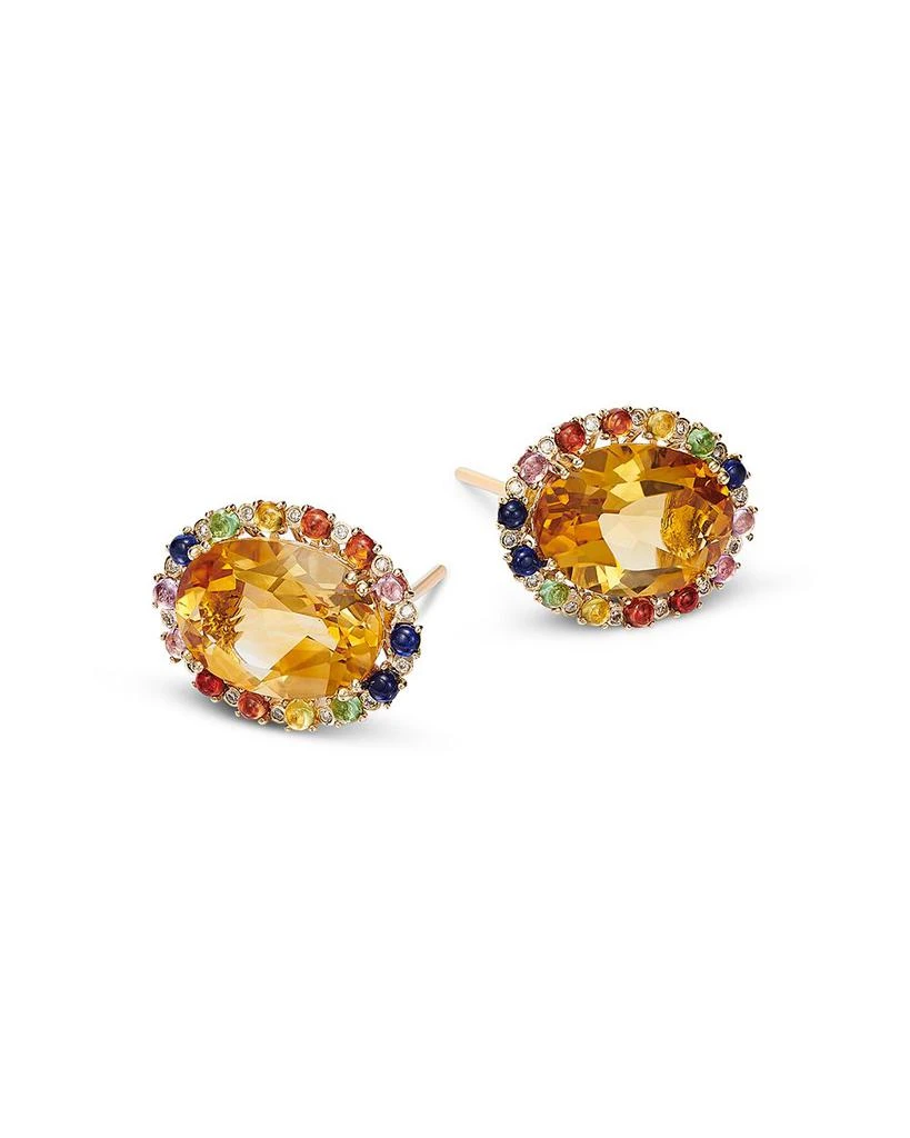 Bloomingdale
s Fine Collection Multi Gemstone 
Diamond Oval Stud Earrings in 14K Yellow Gold 3