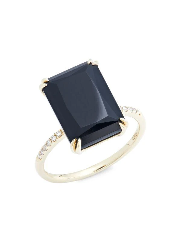 Effy 14K Yellow Gold, Onyx 
0.05 TCW Diamond Ring 1