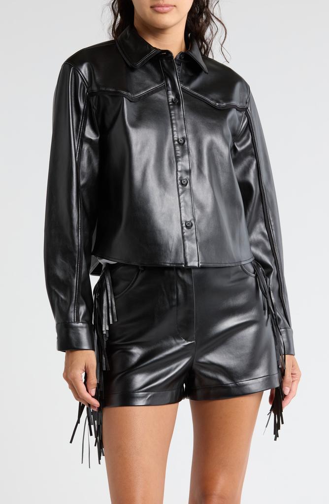 19 Cooper Faux Leather Crop Shirt Jacket