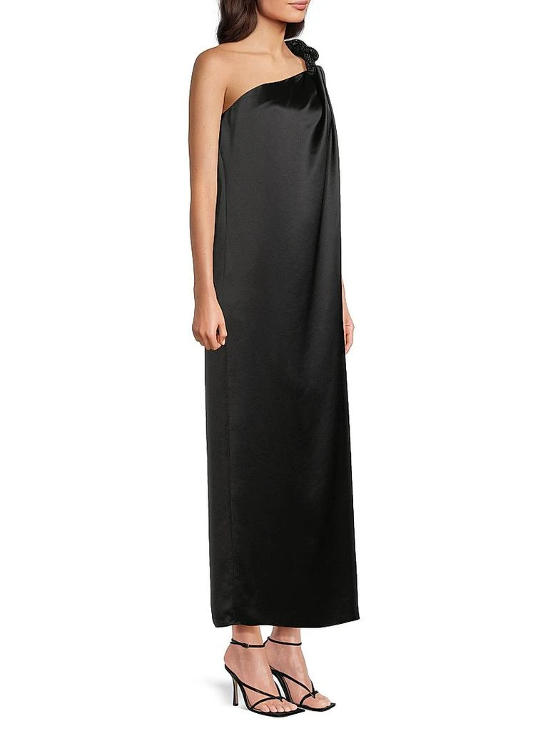 UNGARO Shea Embellished Knot One-Shoulder Dress 4