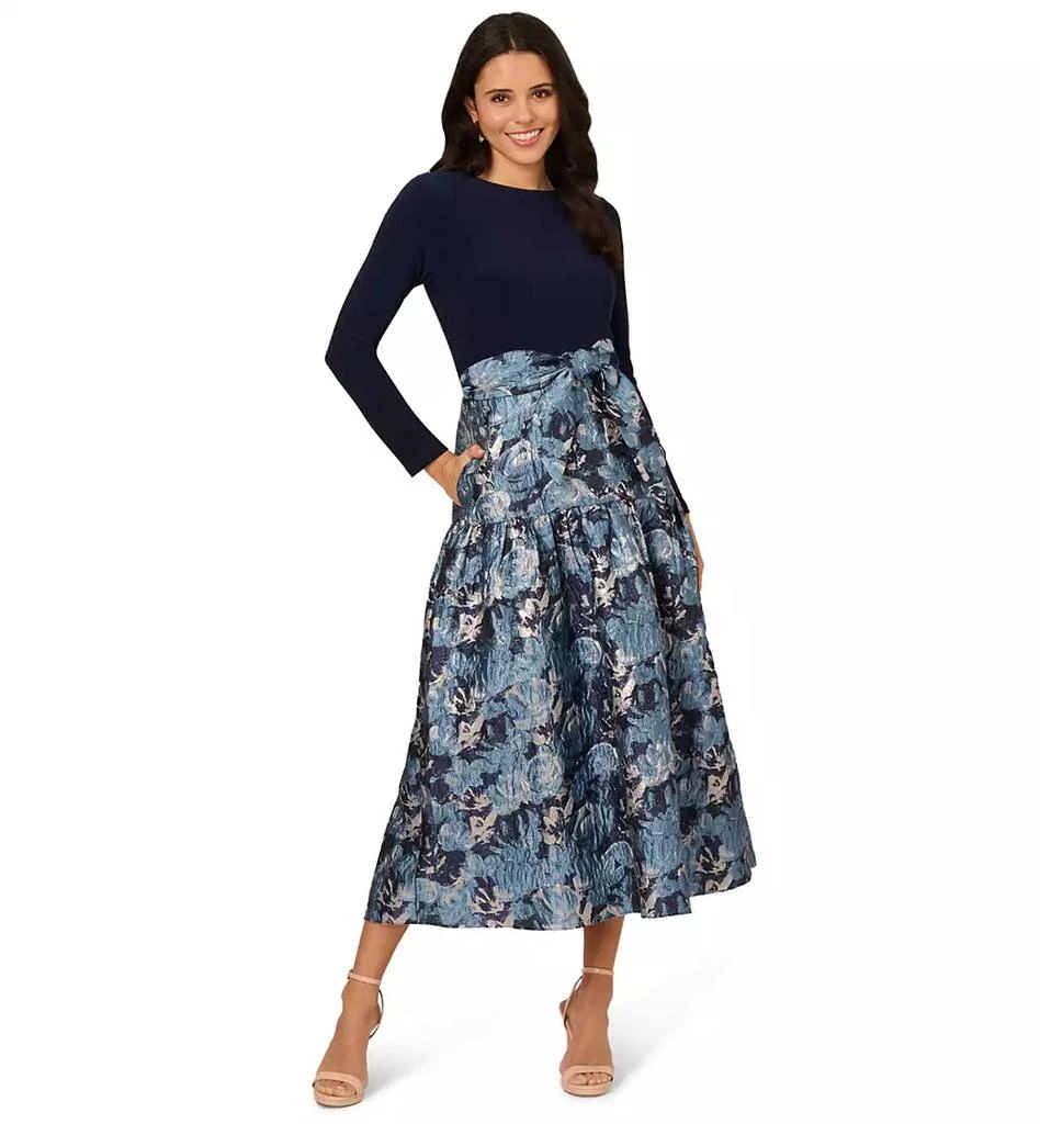 Adrianna Papell Women's Long-Sleeve Jacquard Ball Gown 4