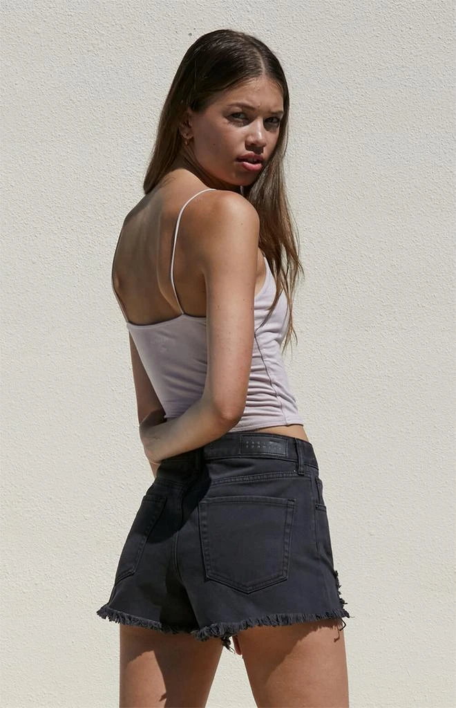 PacSun Black Ripped High Waisted Denim Festival Shorts 4