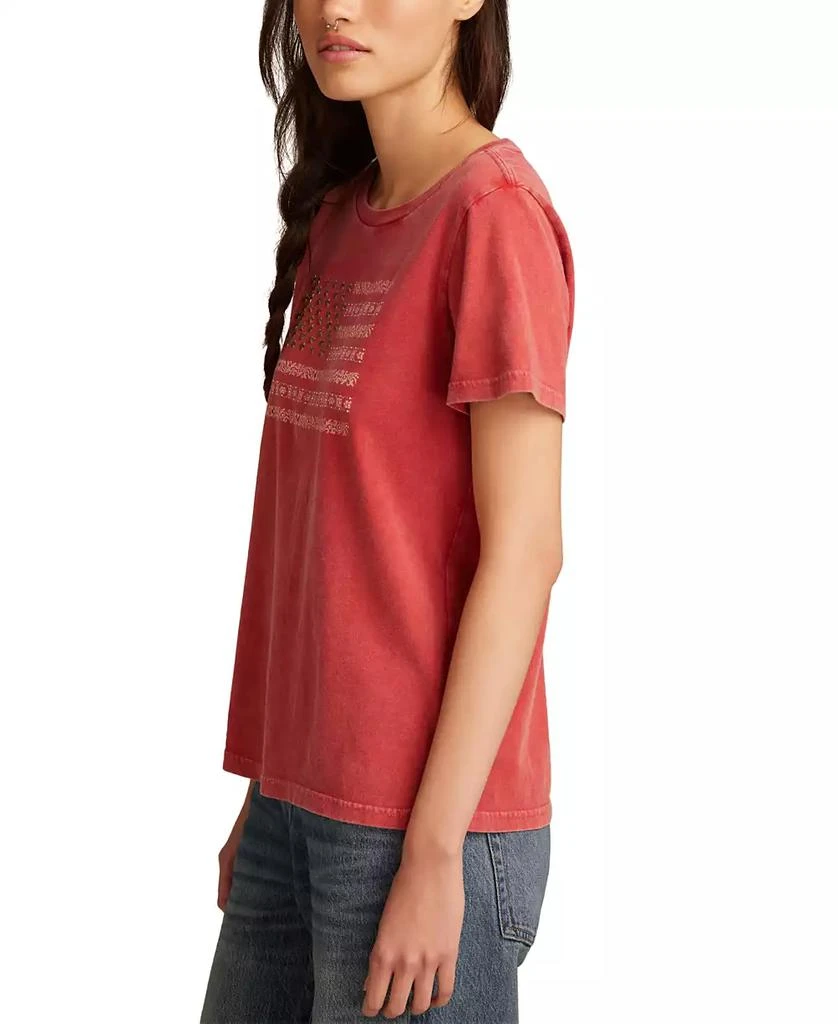 Lucky Brand Women's Cotton Studded Flag Crewneck Tee 3