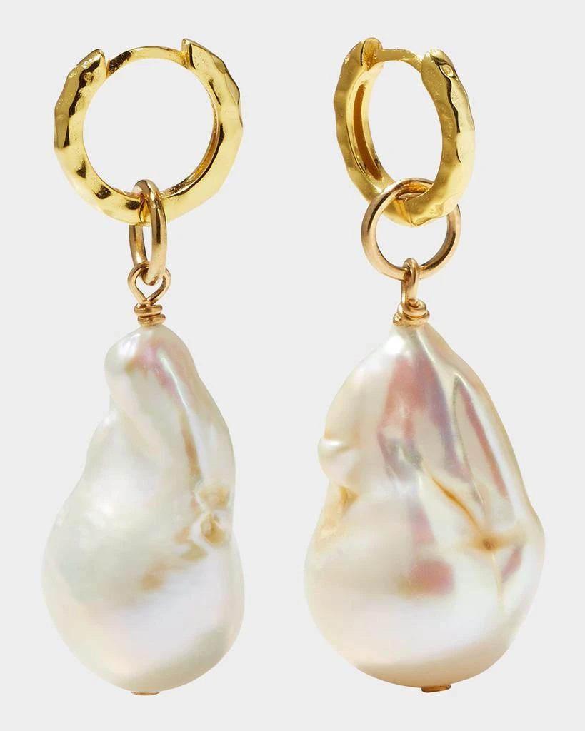 Margo Morrison Baroque Pearl Hammered Huggie Earrings 1