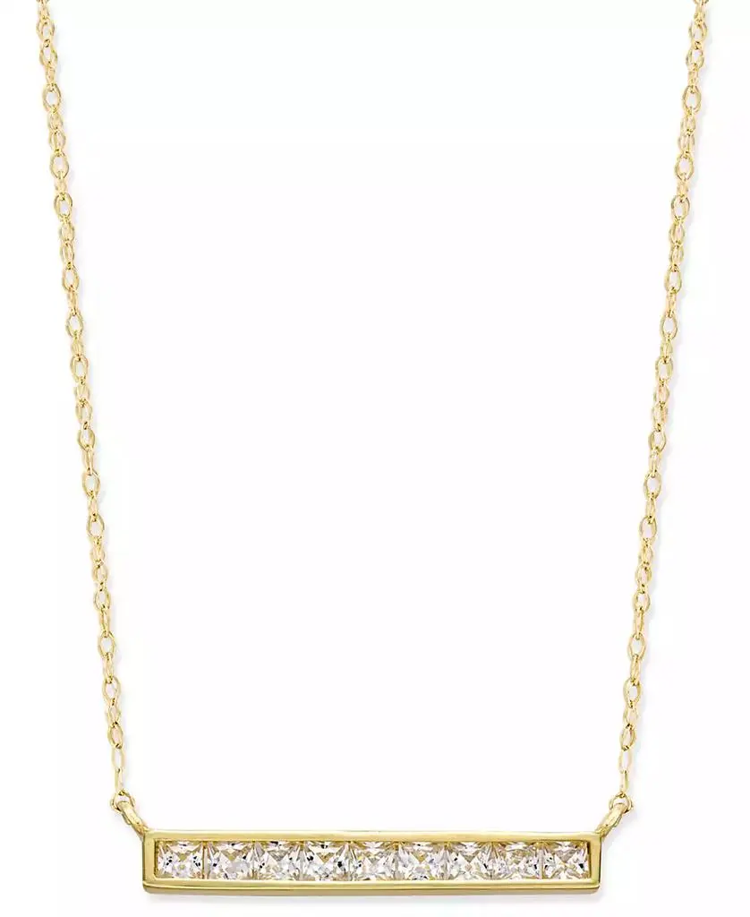 Macy's Cubic Zirconia Bar Pendant Necklace in 10k Gold