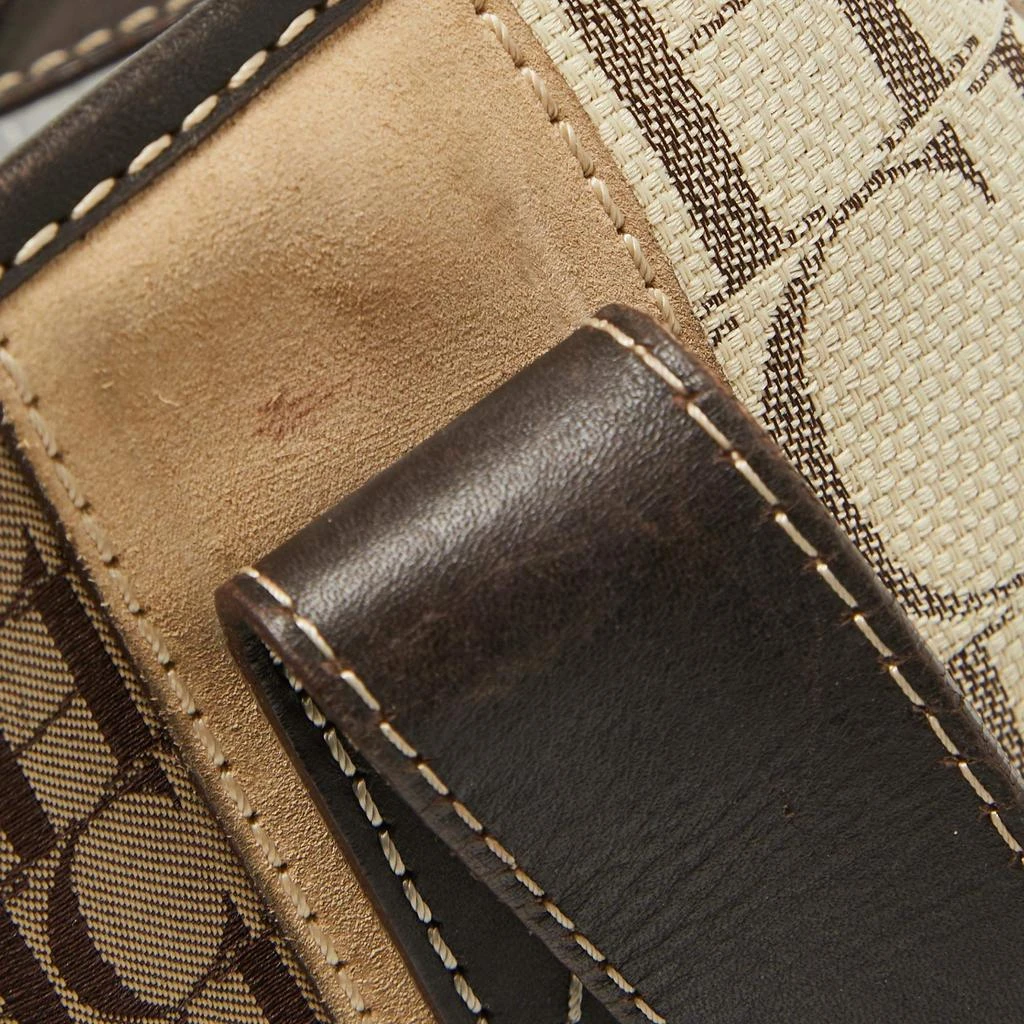 Carolina Herrera Carolina Herrera Brown/Beige Canvas and Leather Shopper Tote 7