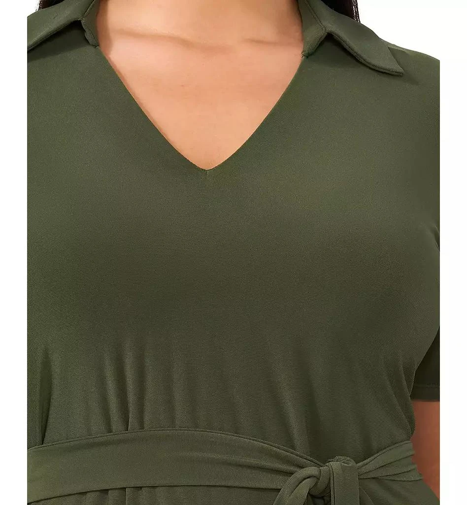 MSK Plus Size Collared-V-Neck Tie-Waist Short-Sleeve Dress 5