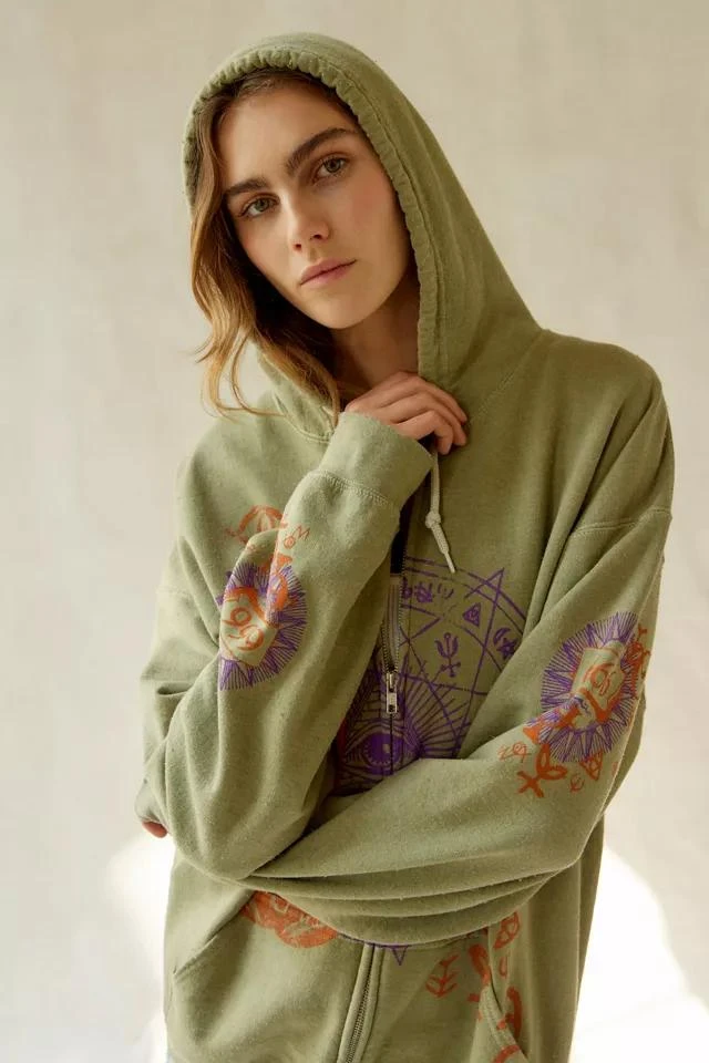 Urban Outfitters Eyes Open Oversized Zip-Up Hoodie Sweatshirt 1
