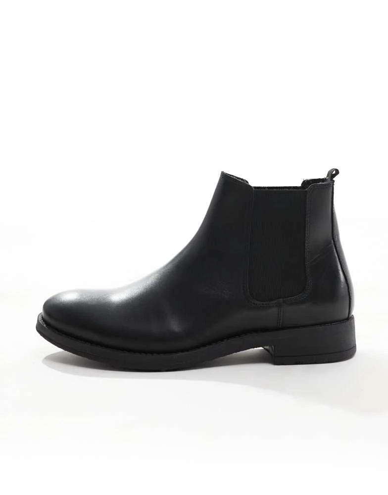 Jack & Jones Jack & Jones leather chelsea boot in black 1