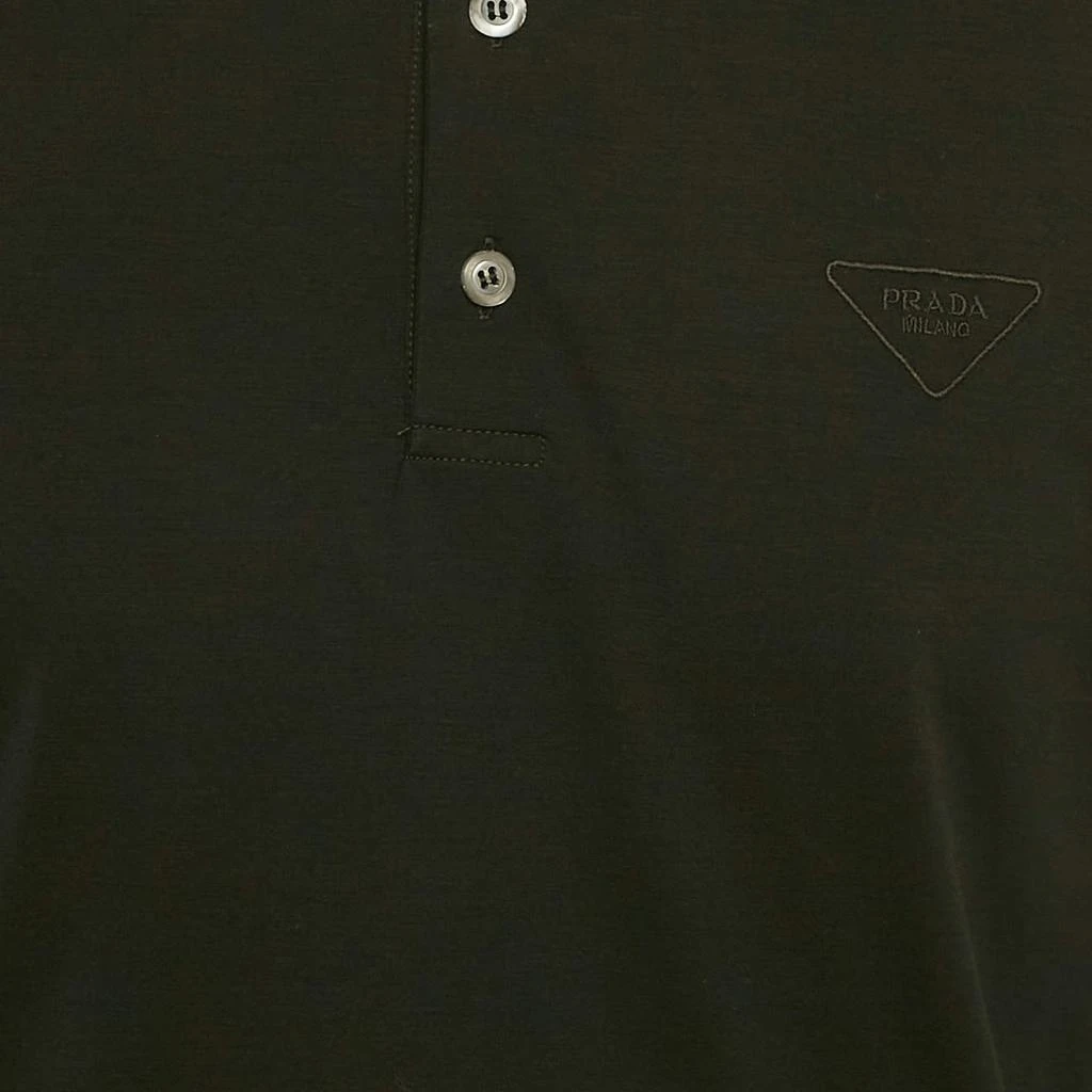 Prada Prada Black Logo Embroidered Cotton Polo T-Shirt XL 3