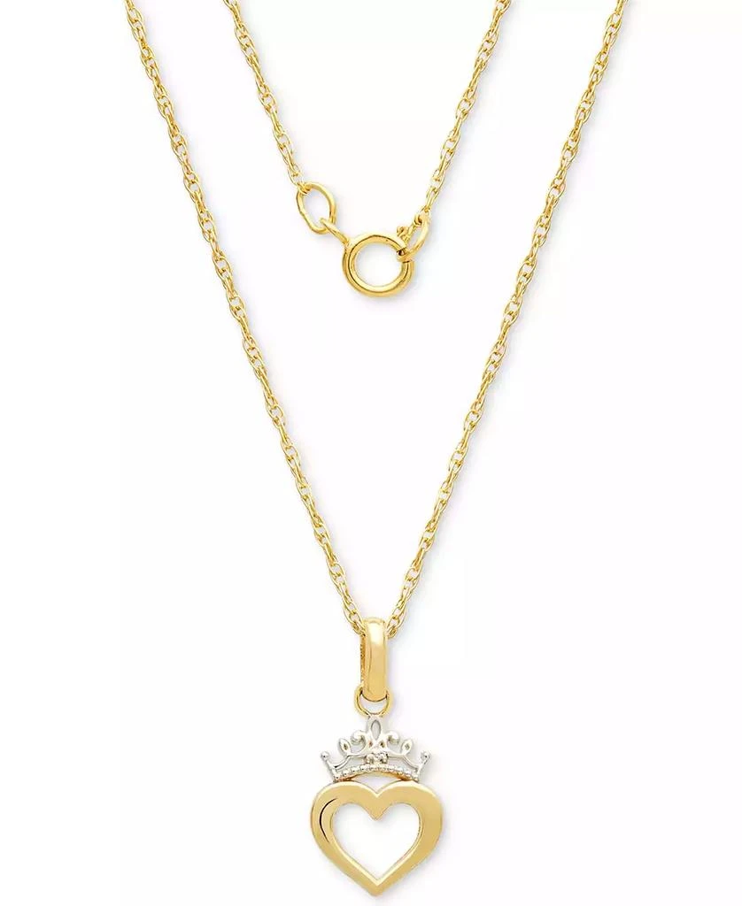 Disney Children's Princess Heart & Tiara 15" Pendant Necklace in 14k Gold 3