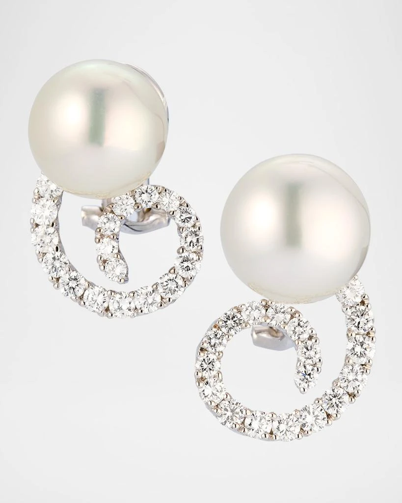 BELPEARL 18K White Gold South Sea Pearl and Diamond Earrings 1