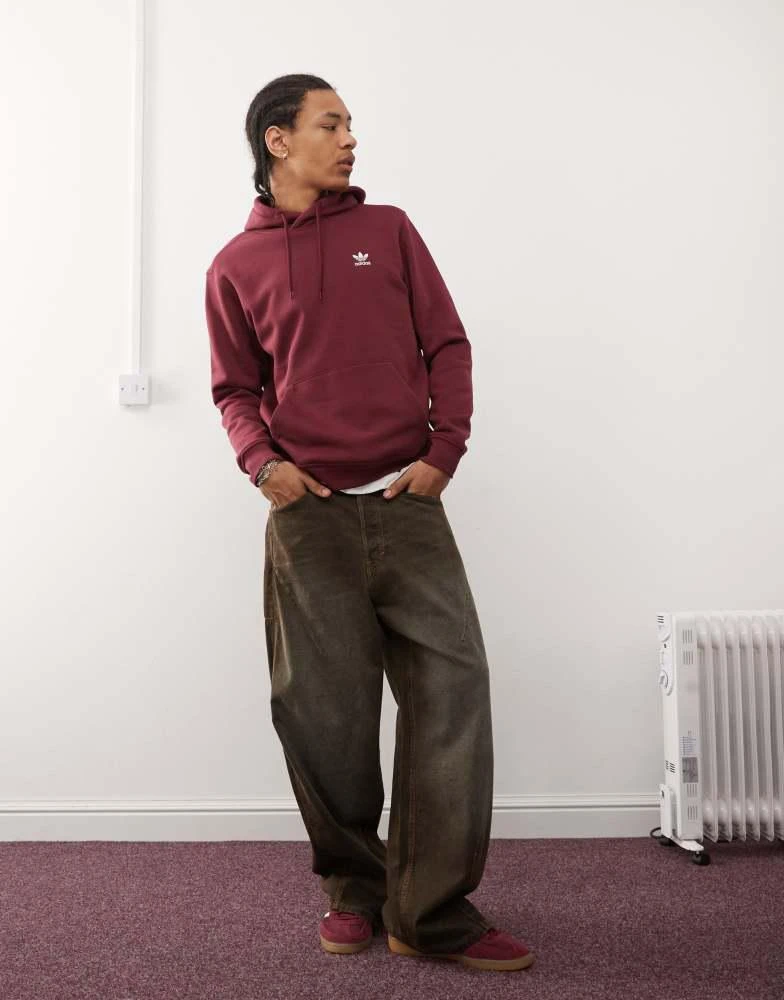 Adidas adidas Originals Trefoil Essentials Hoodie in burgundy 2