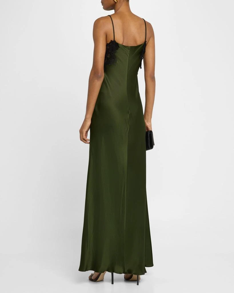 Alberta Ferretti Lace Two-Tone Satin Maxi Slip Dress 3