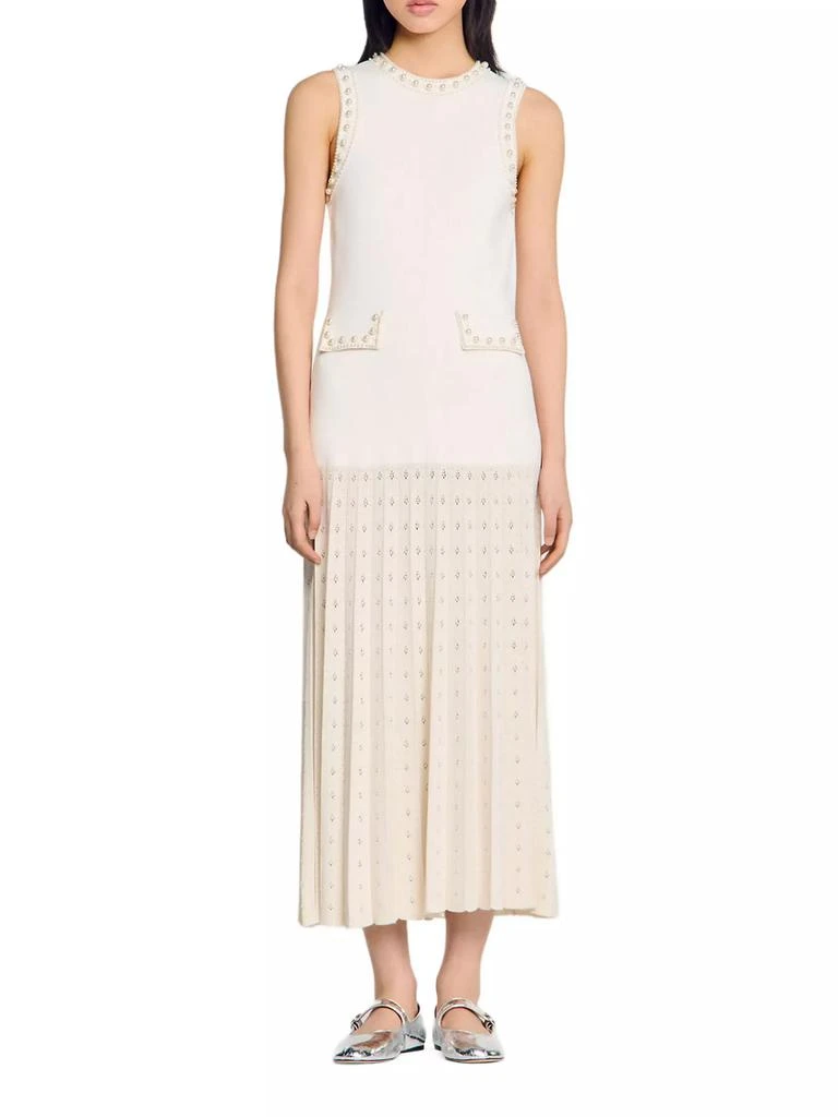 Sandro Pearl Bead Knit Maxi Dress 2
