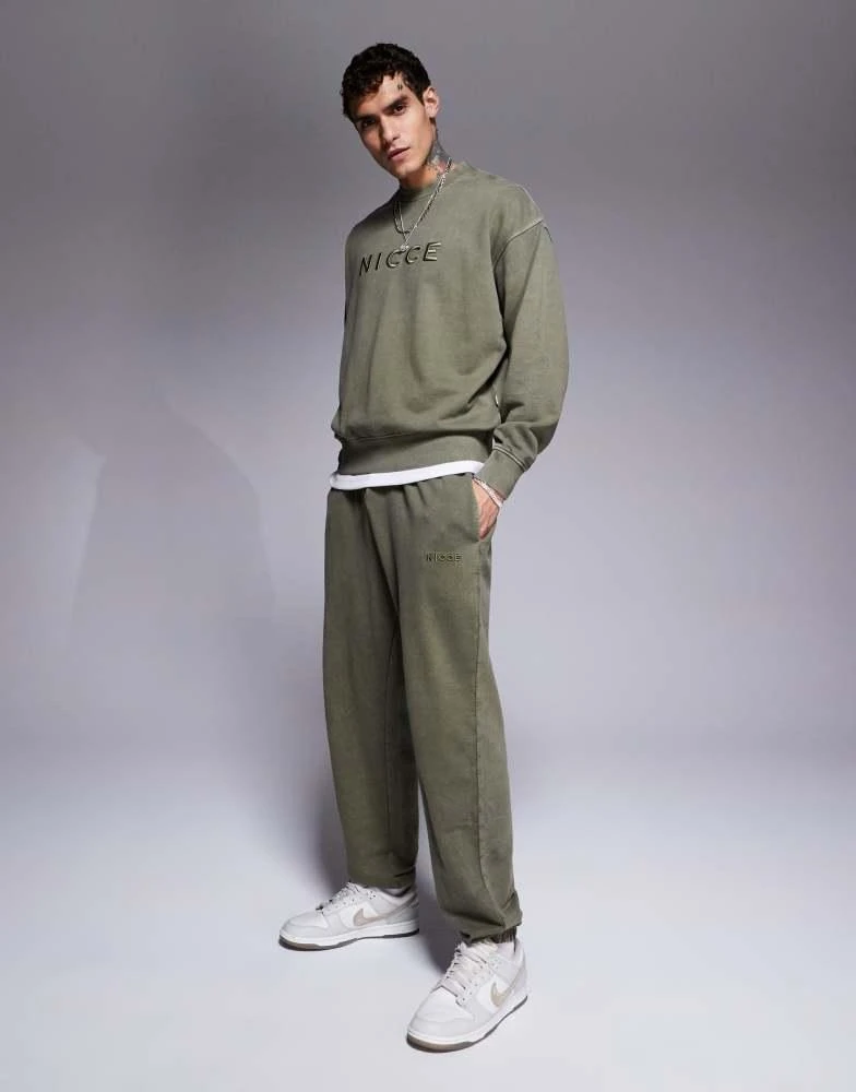 NICCE Nicce co-ord washed jogger in khaki 1