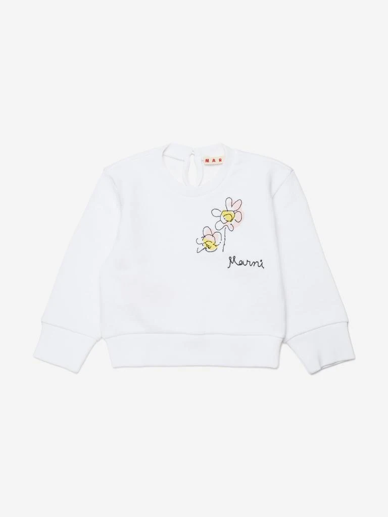 Marni MARNI Baby Girls Embroidered Flower Logo Sweatshirt in White